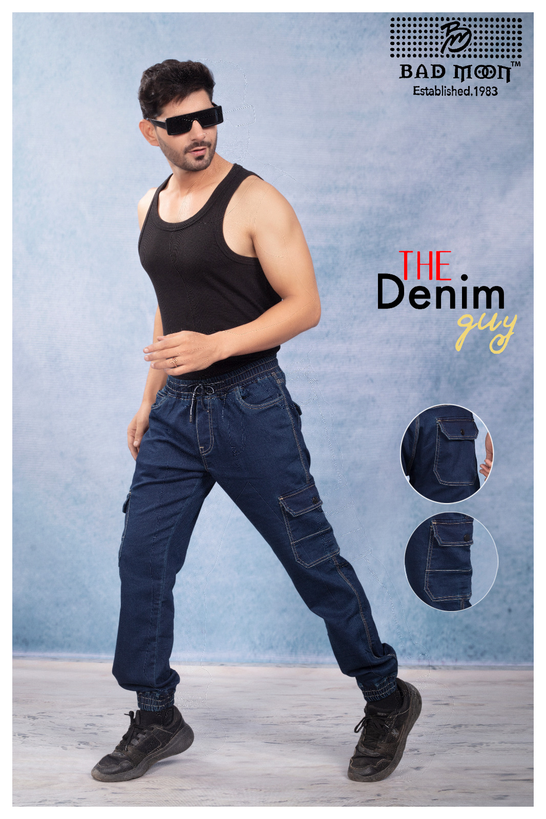 Men’s Denim Cargo Jogger Pants