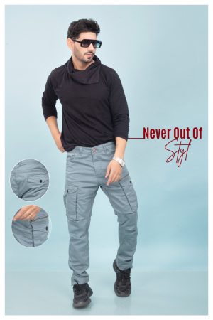 Men’s Slim Fit Utility Cargo Pants (Steel Grey)